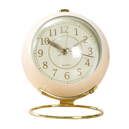 Metal Alarm Clock Round Desktop Alarm Clock Retro Style Bedside Alarm Clock Desktop Decoration