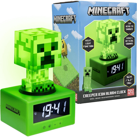 Minecraft Creeper Alarm Clock - Officially Licensed, in-Game Music & Night Light for Kids & Tweens, Gaming Room Accessory