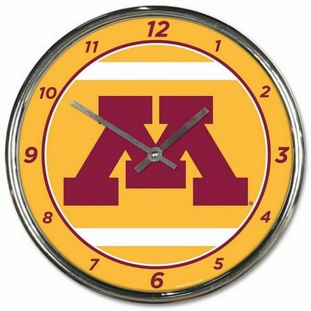 Minnesota Golden Gophers Clock Round Wall Style Chrome Special Order