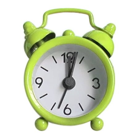 Miyuadkai Alarm Clock Creative Clock Cute Small Alarm Metal Alarm Clock Small Electronic Mini Clock Green