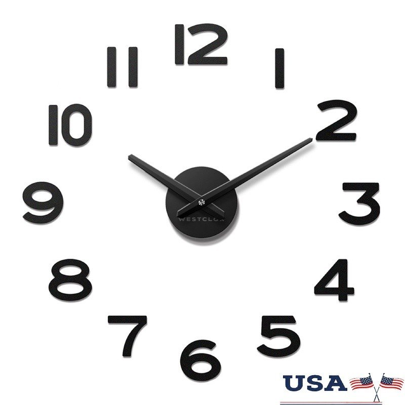 Modern Floating Numbers Wall Clock Easy Mount Quartz Analog Home Decor 20 Inch