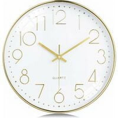 Modern Gold Wall Clock Silent 3D Arabic Numerals Wall Pendulum Quartz Decorative for Living Room Bedroom Office 30cm