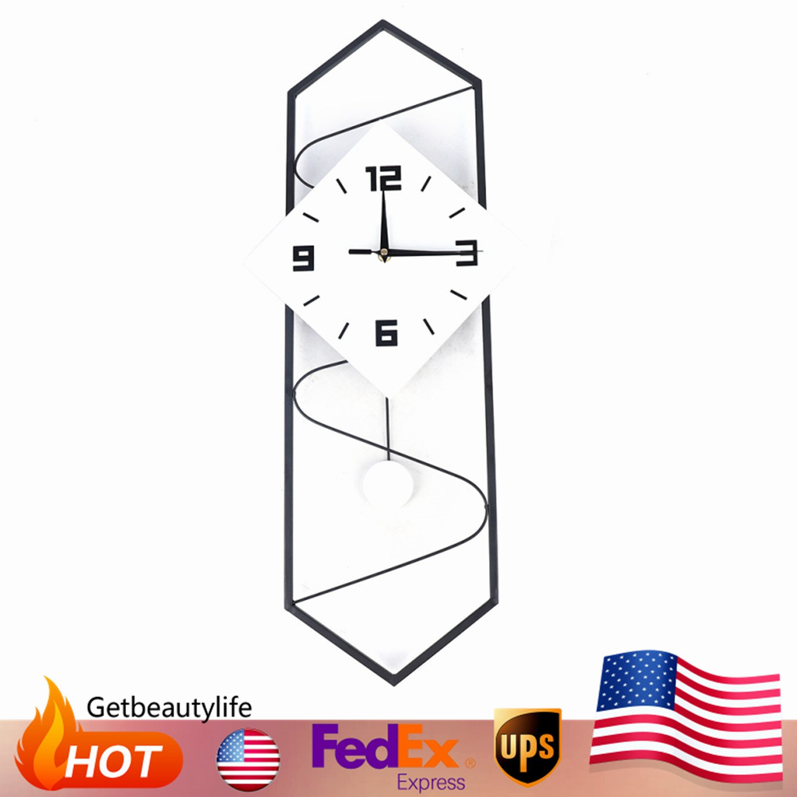 Modern Pendulum Clock Metal Wood Wall Clock Pendulum Wall Clock Decorative