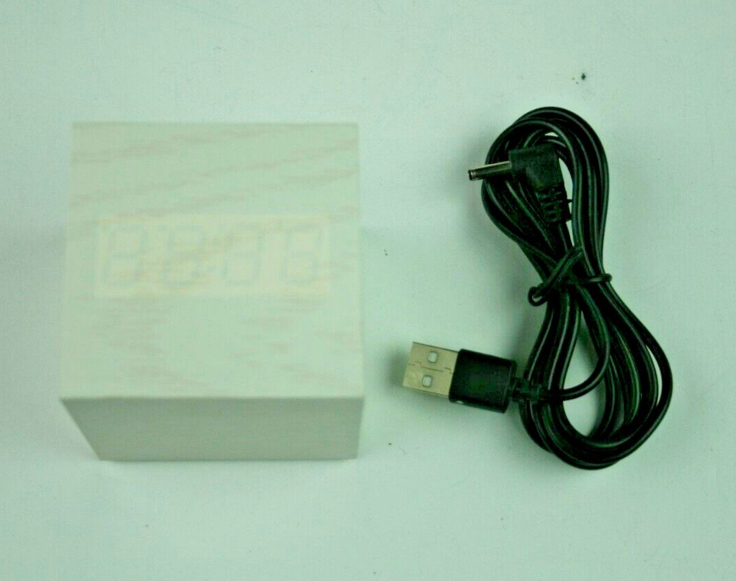 Modern Wooden Digital Alarm Clock - Time & Temperature