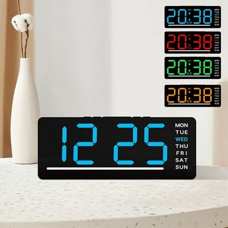Multi-Function Digital Alarm Clock with LED Display, Date & Temperature, Adjustable Brightness for Bedrooms, Battery or Electric Powered, Energy Efficient Design NAJKZA | Blue