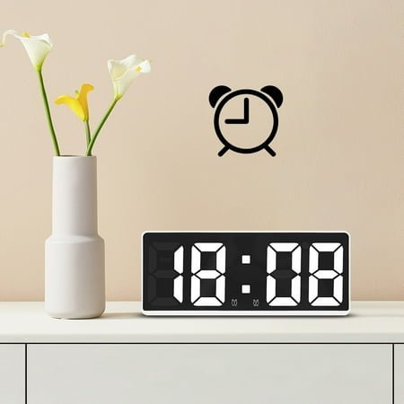 Naxoaeo Small Digital Alarm Clock for Desk, Plug in Electric Large Numbers Clock Battery Backup for Bedrooms, Loud for Heavy Sleepers - Slim Clock for Table Office Modern Living Room
