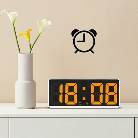 Naxoaeo Small Digital Alarm Clock for Desk, Plug in Electric Large Numbers Clock Battery Backup for Bedrooms, Loud for Heavy Sleepers - Slim Clock for Table Office Modern Living Room