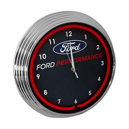 Neonetics Ford Performance Red Neon Wall Clock, 15-Inch, Rim, Chrome Hands