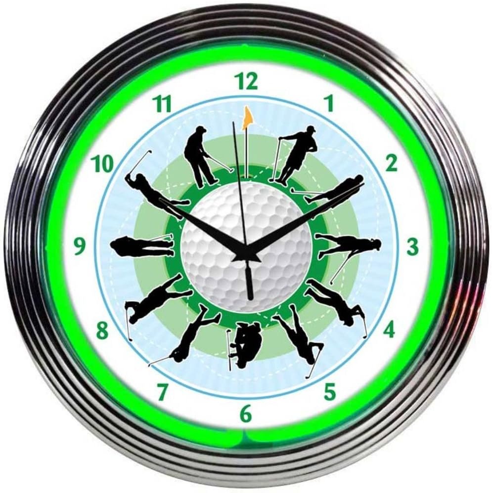 Neonetics Golf Neon Wall Clock, 15-Inch