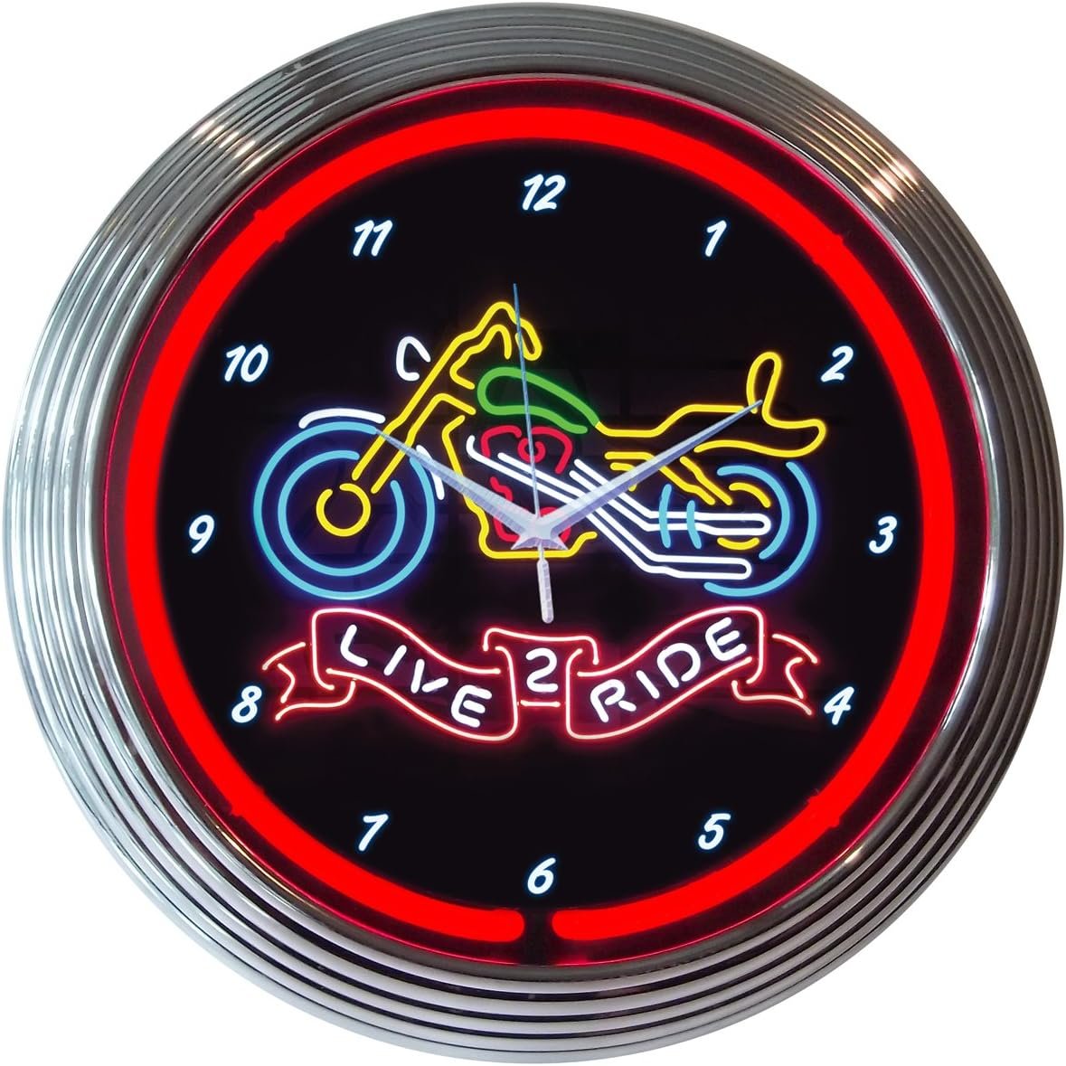 Neonetics Live 2 Ride Neon Wall Clock, 15-Inch