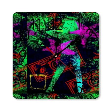 Neo Pop Art Blacklight Glow In The Dark Wall Clock Silent Non-Ticking For Home Office Decor, Decorative Clock Art
