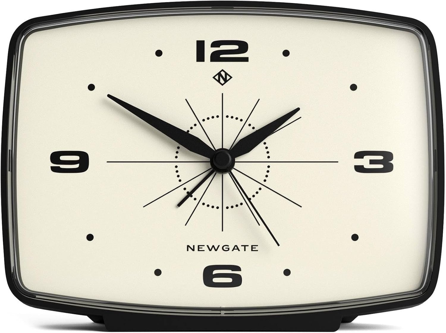 NEWGATE Brooklyn Retro Alarm Clock - Rectangular Matt Black Silent Sweep Clock -