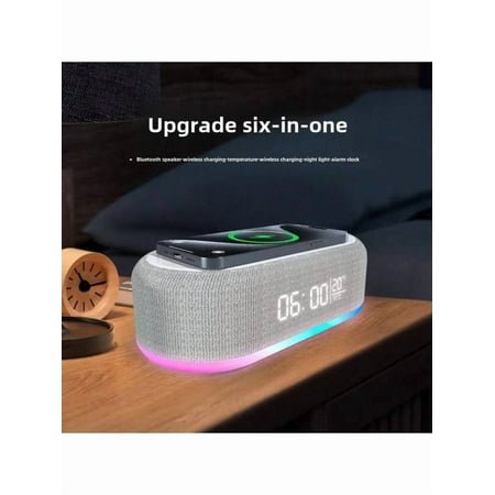 New Six-In-One Colorful Bluetooth Speaker With Wireless Charging, Alarm Clock, Temperature Display, Multi-Function Gift Creative