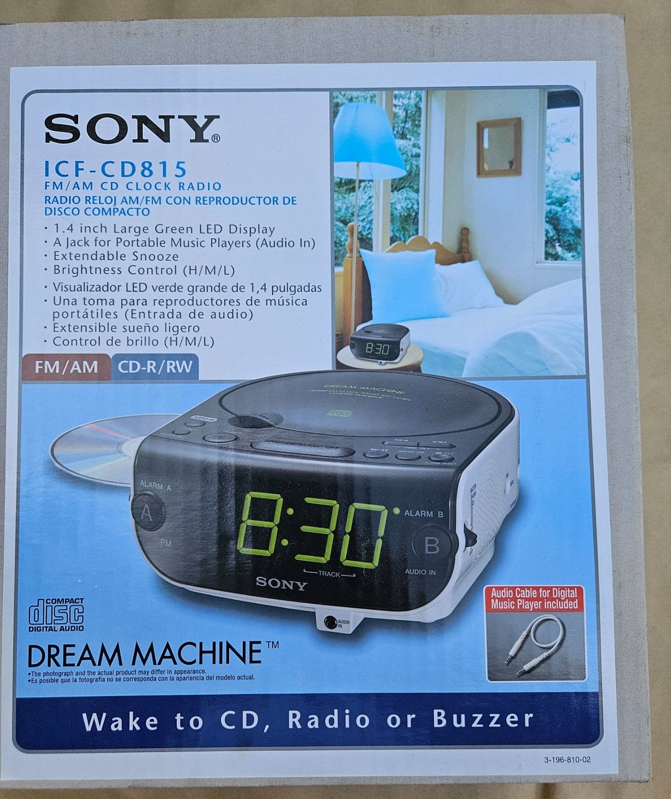 NEW Sony Dream Machine ICF-CD815 CD Player Alarm Clock Radio NEVER REMOVED