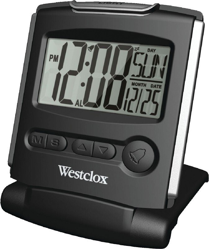 NEW Westclox 72028 Folding Travel Alarm Clock - Black LCD DISPLAY 8285124