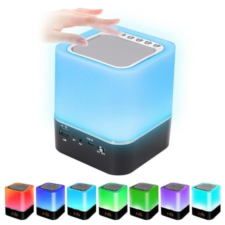 Night Light 5 in 1 Bedside Lamp Bluetooth Speaker Digital Calendar Alarm Clock Touching Control 1200mAh Battery Support TF SD Card Best Gift Kids Friends