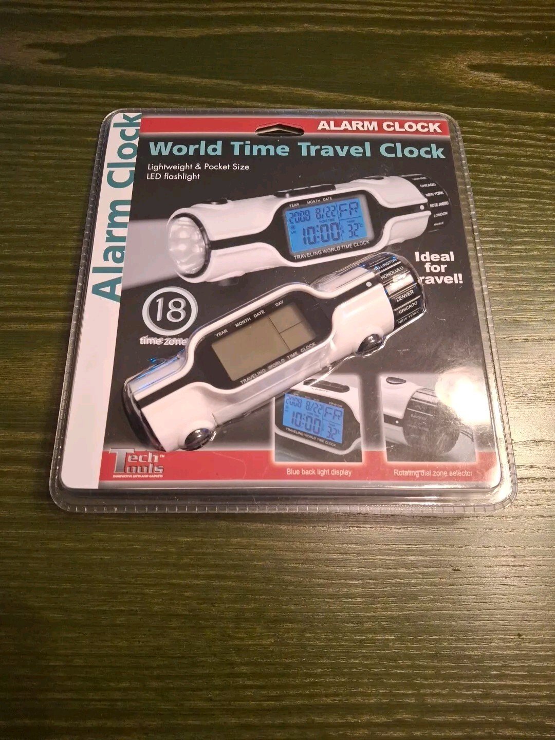 NIP World Time Travel Clock 18 Time Zones, LED FlashLight & Lightweight