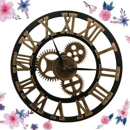 OFFIGAM Golden Industrial Gear Wall Clock Creative Decorative Metal Clock for Home Living Room Bedroom 50cm