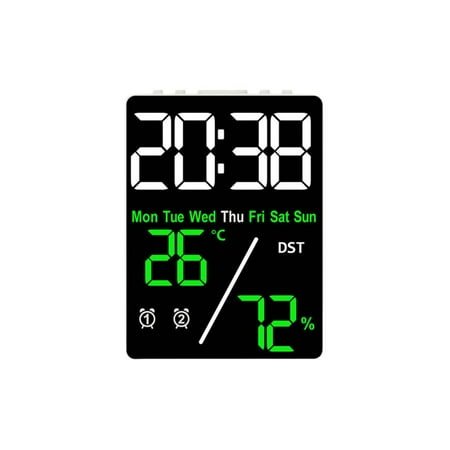 Outoloxit LED Digital Alarm Clock with Adjustable Brightness, Auto-Dimming Display Shows Date/Week/Temperature/Humidity, Dual USB-Powered Settings