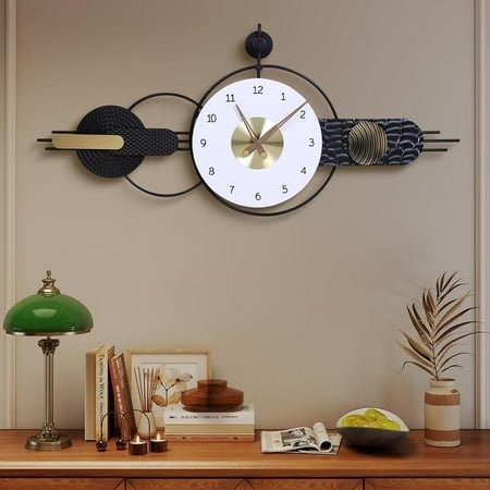 Oversized Large Modern Wall Clocks Iron Wall Clock Nordic Style Big Clocks Battery Operated for Living Room Office Bedroom kitchen-42 x 18.7 inch