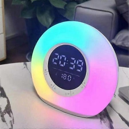 P11 All-in-one Portable FM Radio Bluetooth Speaker Thermometer Digital Alarm Clock Color Changing Dimmable LED Night Light