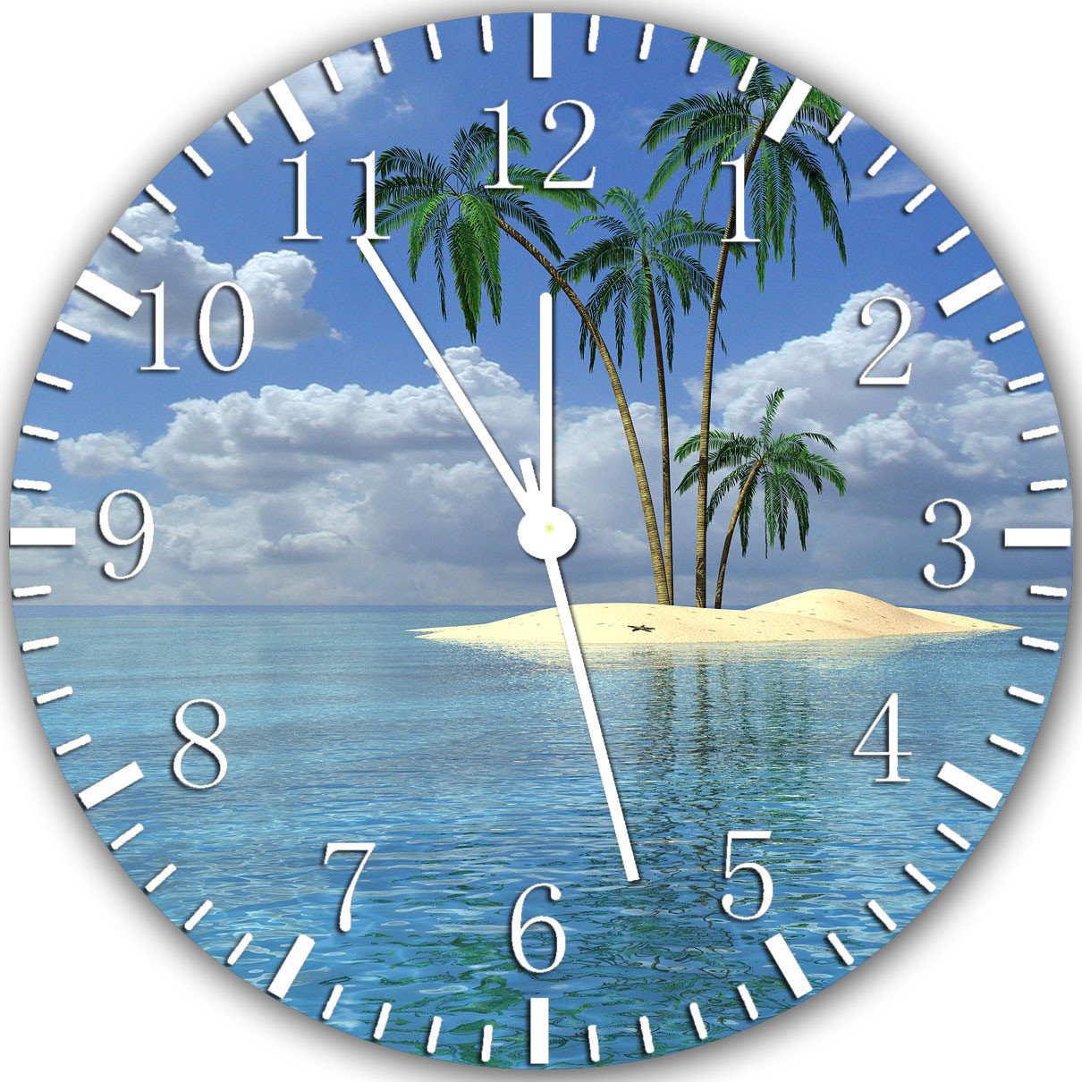Palm Tree Beach Frameless Borderless Wall Clock Nice For Gifts or Decor X27