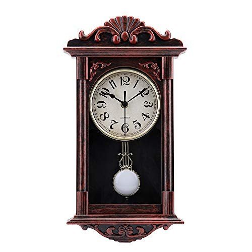 Pendulum Wall Clock Retro Quartz Decorative Battery Operated Wall Clock Bronze