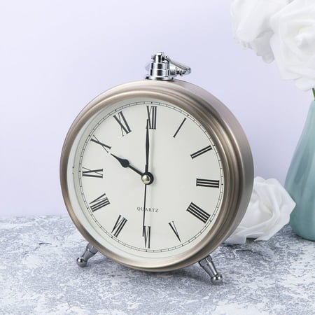 PENIKOKO Roman Numerals Clock Vintage Alarm Clock Metal 1Pcs