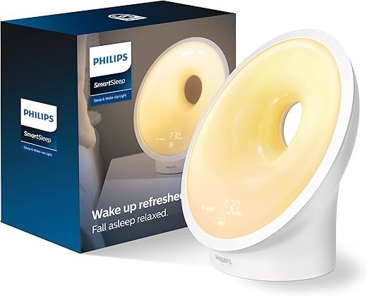 Philips SmartSleep Sleep and Wake-Up Light, Simulated Sunrise and Sunset, Multiple Lights and Sounds, RelaxBreathe to Sleep, AMZ Exclusive, HF3650/60