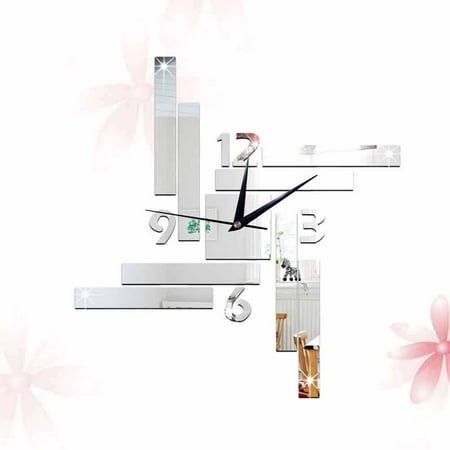 Pretyzoom 1Pc Square Wall Clock Silver Clocks for Walls Environmental Protection for Bedroom Cafe