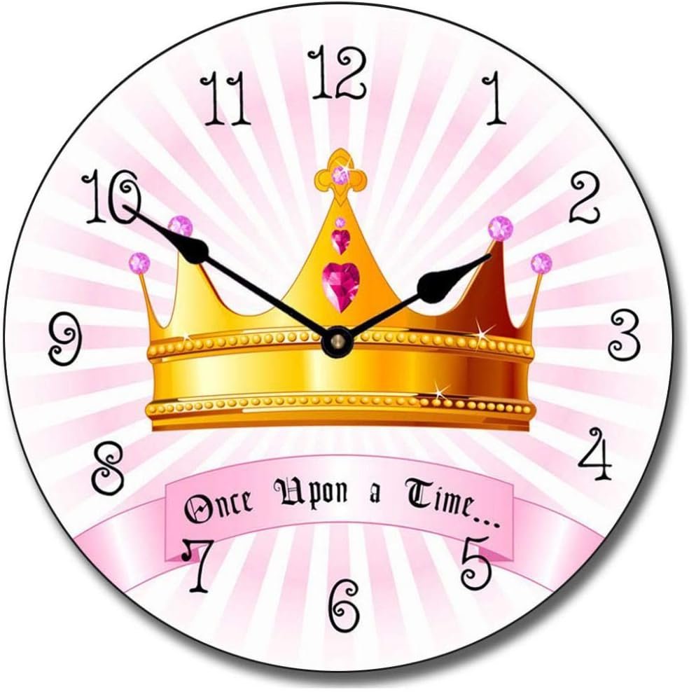 Princess Crown Wall Clock | Ultra Quiet Quartz Mechanism | Hand Made in USA Beautiful Crisp Lasting Color | Comes in 8 Sizes | 15-Inch