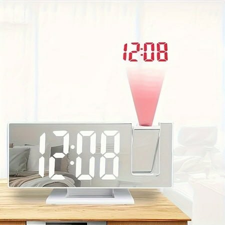 Projection alarm clock multifunction Intelligent luminous clock Bedroom large screen digital clock 180 ℃ back and celling projec