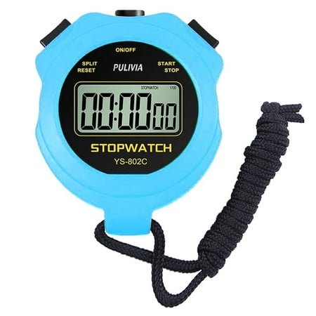 PULIVIA Digital Silent Stopwatch Timer, Basic on/off Stopwatch with Large Display, No Bell No Clock, Easy Operation for Coaches Kids Sports Swimming Running Training - Blue