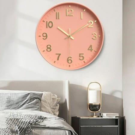 Qdahuk Wall Clock Silent Wall Clocks Battery Operated 12 Inch Modern Non Ticking Analog Clock Decorative For Kitchen Office Bathroom Bedroom Mothers Day Gift Ideas Clearance Pink