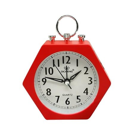 Qepwscx Alarm Clock Silent Non Ticking Small Clock Battery Operated,Simply Design,for Bedroon, Bedside,Desk Children's Bedside Wake-up Alarm Clock-Red