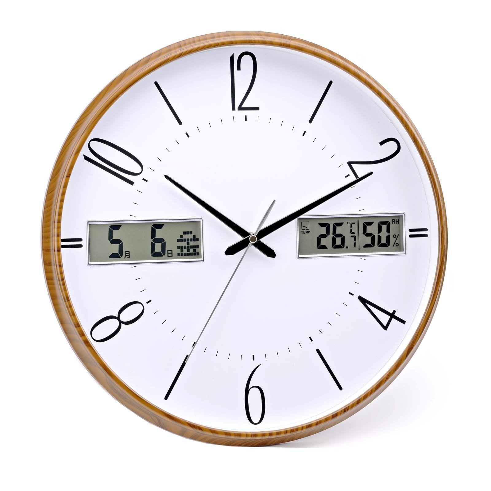 Radio-controlled wall clock, 38cm diameter,Continuous second hand