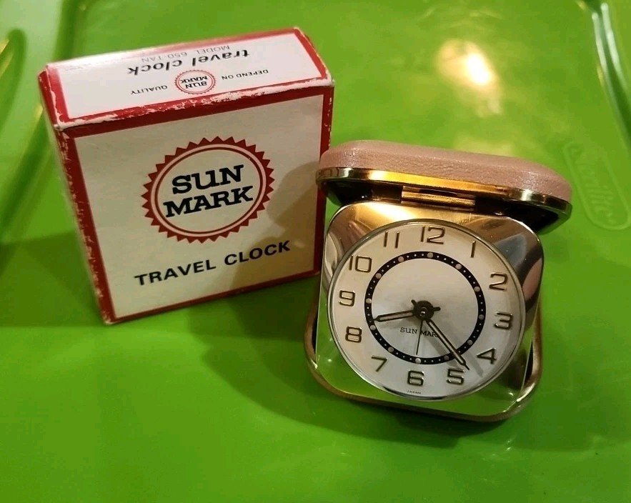 Rare Vintage Sunmark Travel Alarm Clock Vintage With Rare Box