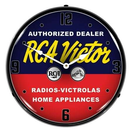 RCA Victor Authorized Dealer LED Wall Clock, Retro/Vintage, Lighted, 14 inch