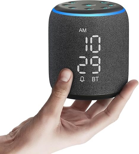 REACHER Sound Machine Alarm Clock for Kids, Portable Sound Machine for Sleep Friendly, Small Rechargable Bluetooth Alarm Clock for Travel, Glow Night Light for Bedroom Nursery Travel Dorm Bedside