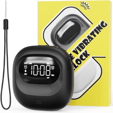 Rechargeable Vibrating Alarm Clock Bed Shaker, 3000mAh Portable Travel Clock Under Pillow for Teens, Deaf People, Heavy Sleepers, Adults – 160-Day Standby, Great for Bedroom or Dorm Use