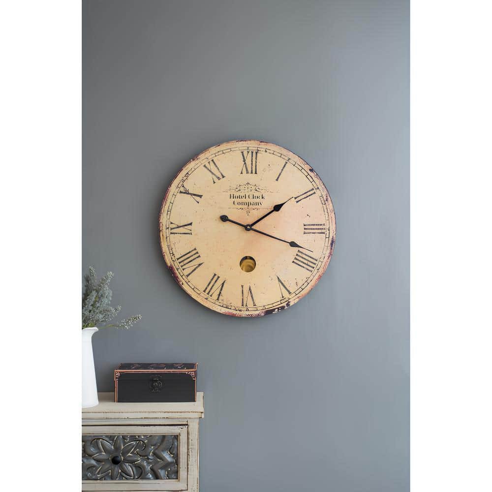Retro style Beige MDF with Rhythmic Pendulum Wall Clock
