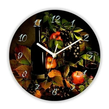 Retro Wine Glasses Bottles Grapes Kitchen Wall Clock for Bar Modern Tavern Dining Room Office Watch Winery Decor Gift 35cm