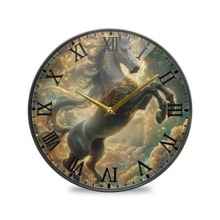 Round Clock Wall Clock Decorative Clock 9.5 Sizes Noble and Elegant Horse