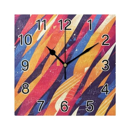 Ryvnso Abstract Stripes Pattern Wall Clock Square Silent Non-Ticking Battery Operated 7.78