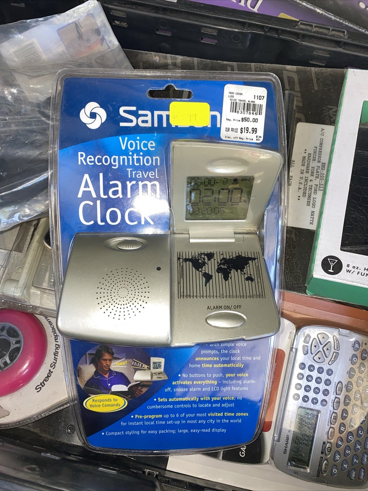 Samsonite Voice Recognition Travel Alarm Clock World Time - Brand New & Sealed