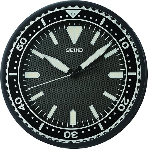 Seiko 12 Inch Heritage Design Watch Dial Wall Clock, Classic Black