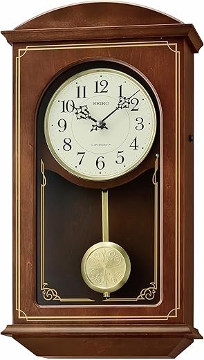 Seiko Anne Non Ticking Musical Pendulum Wall Clock, Brown