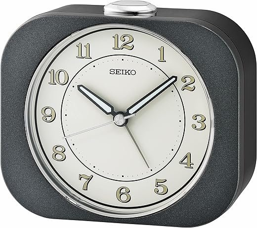 Seiko Kyoda Bedroom Alarm Clock, Metallic Black