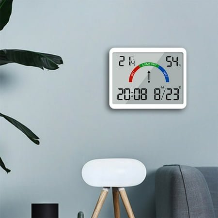 shyuyusa Thin Electronic Clock, Digital Clock, Wall Mounted LCD Small Alarm Clock, Multifunctional Temperature Electronic Clock Indoor Outdoor Temperature,Digital Wall Clock Battery Operated