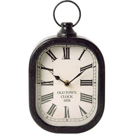 Silent Battery Operated Vintage Metal Rectangle Analog Hanging Clock for Bathroom Kitchen Living Room Bedroom Office (10.6 H x 6 W) & Small Retro Black Wall Clock